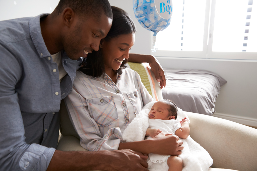 family and newborn baby