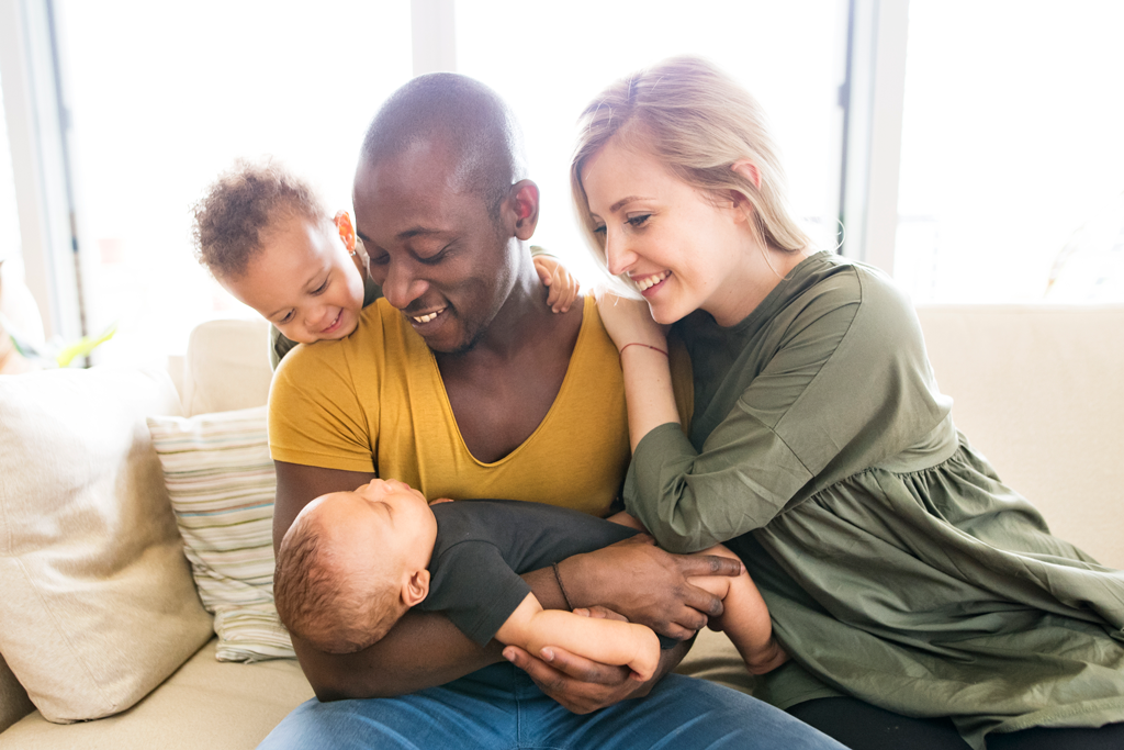 family on couch