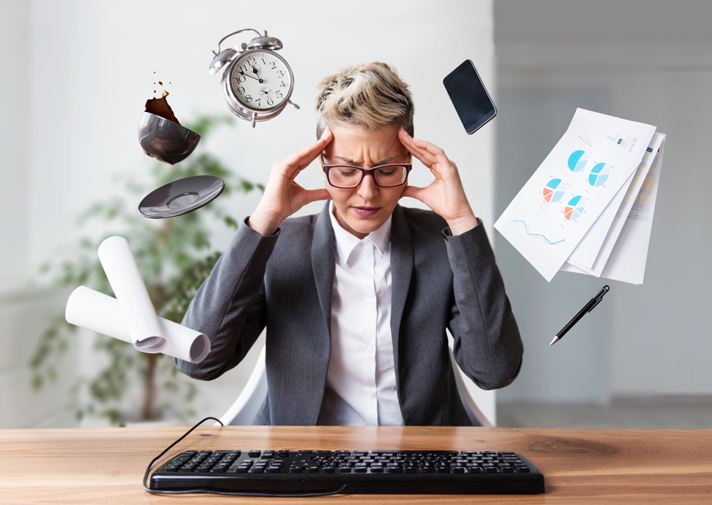 woman stressed out at the office