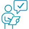 Icon person with notepad and checkmark