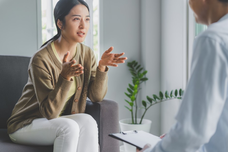 Woman speaking to psychiatrist