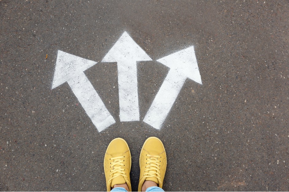 Person deciding which direction to go